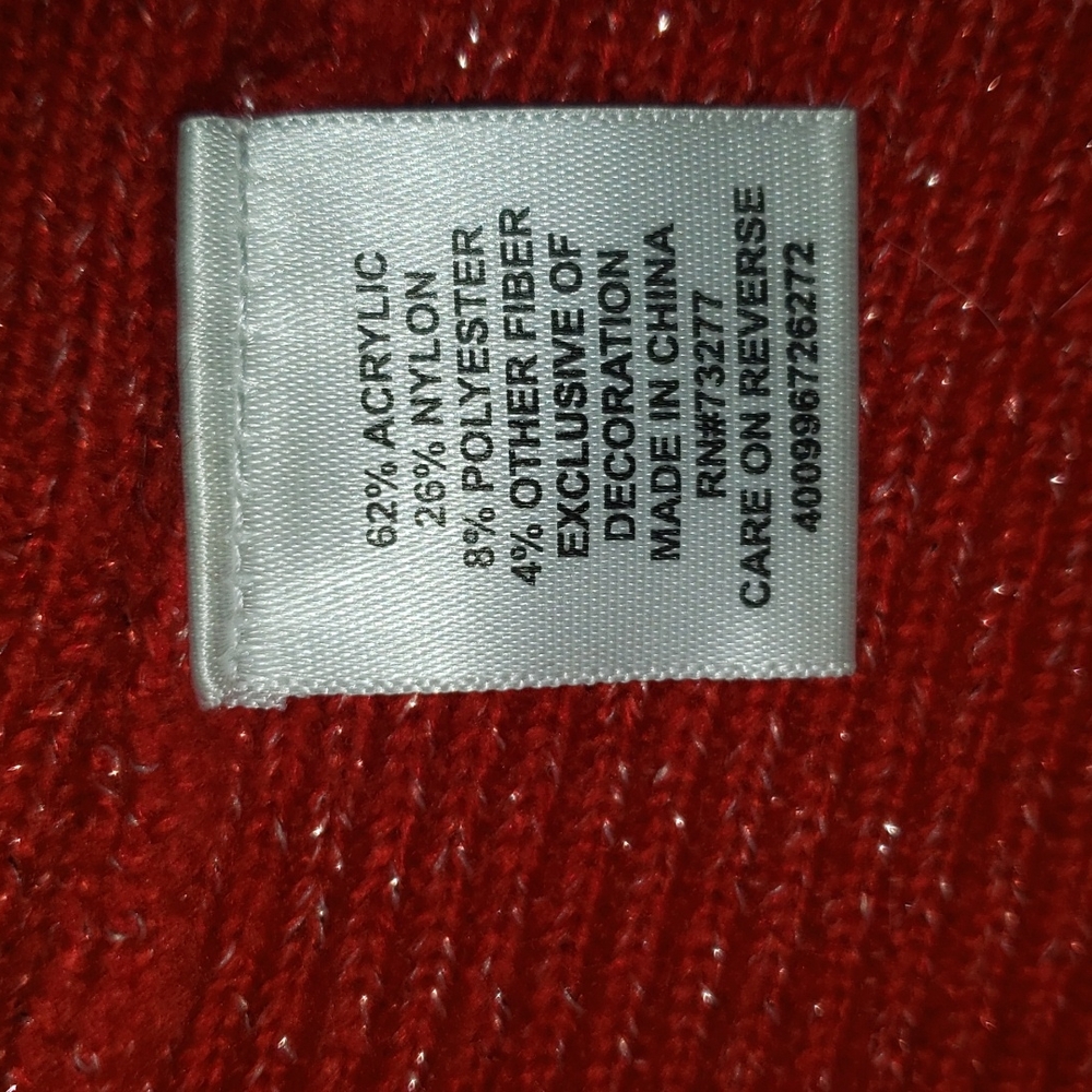 Elle Pullover Red Sweater Silver Sparkles Small - Picture 8 of 12